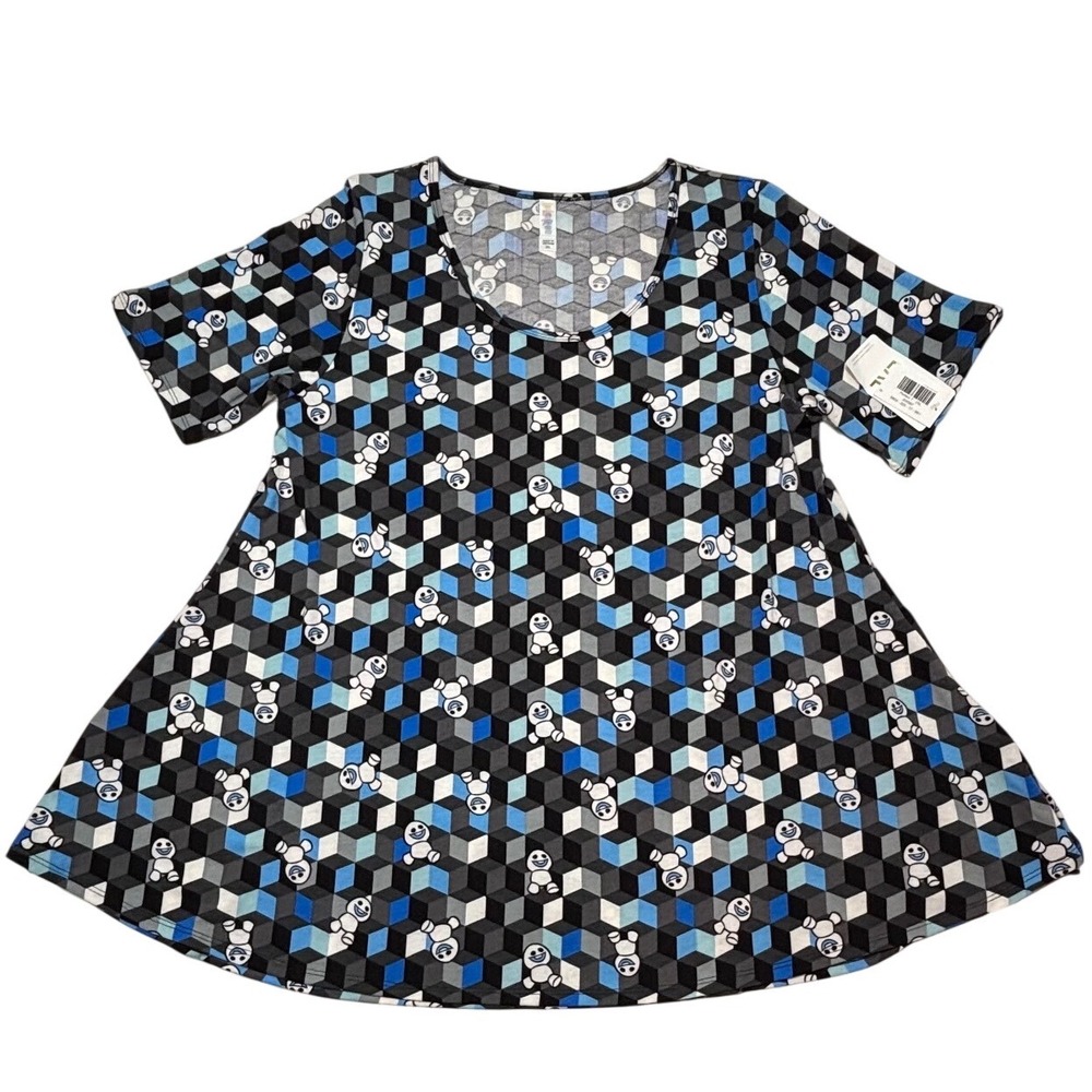 LuLaRoe Womens Top 2XL Perfect T Tee Disney Frozen Olaf Snowman Black XXL NWT‎